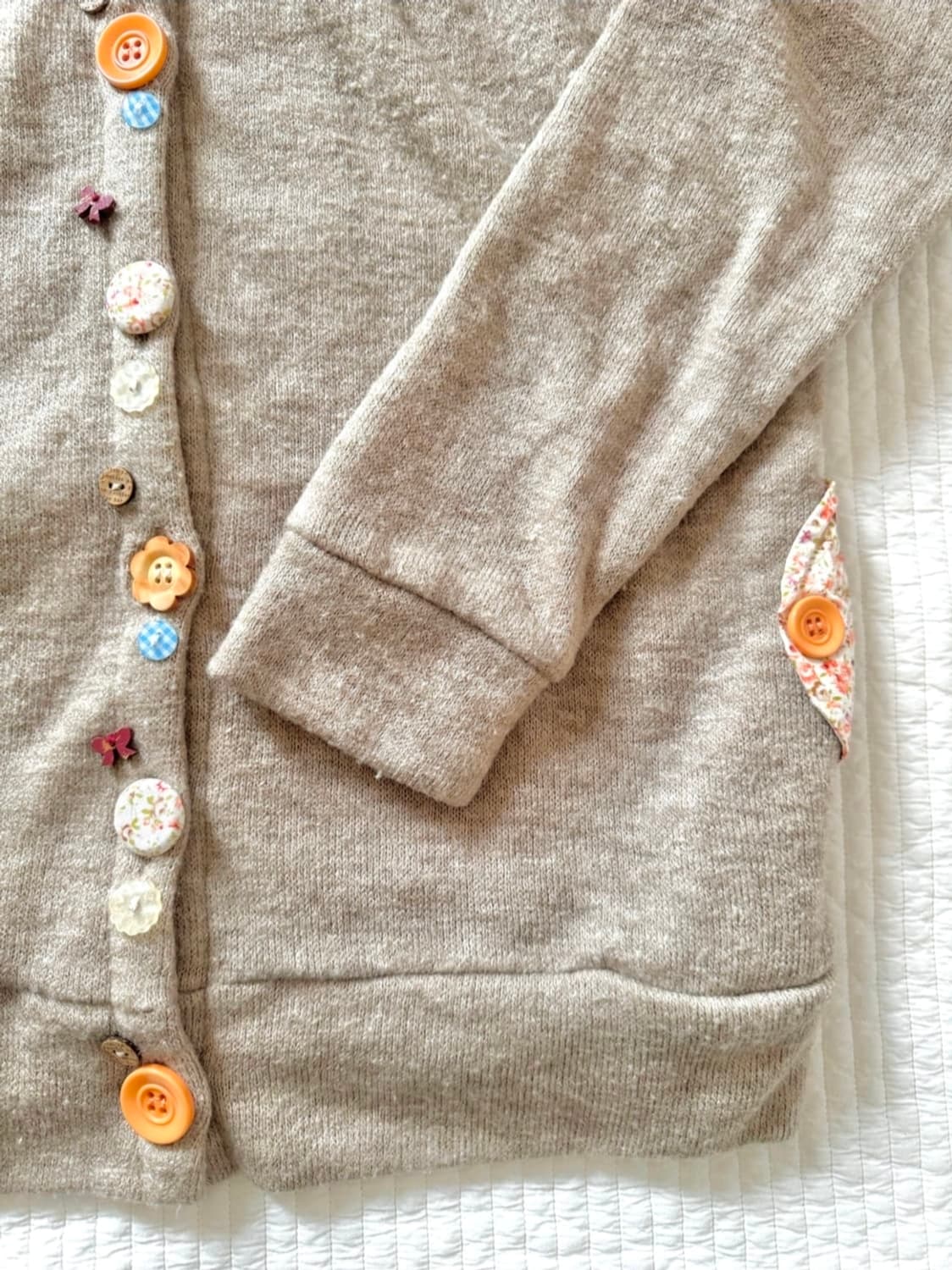 단추 잔꽃 베이지 포켓 후드집업 가디건 모리걸 너드 니혼진 상품이미지5