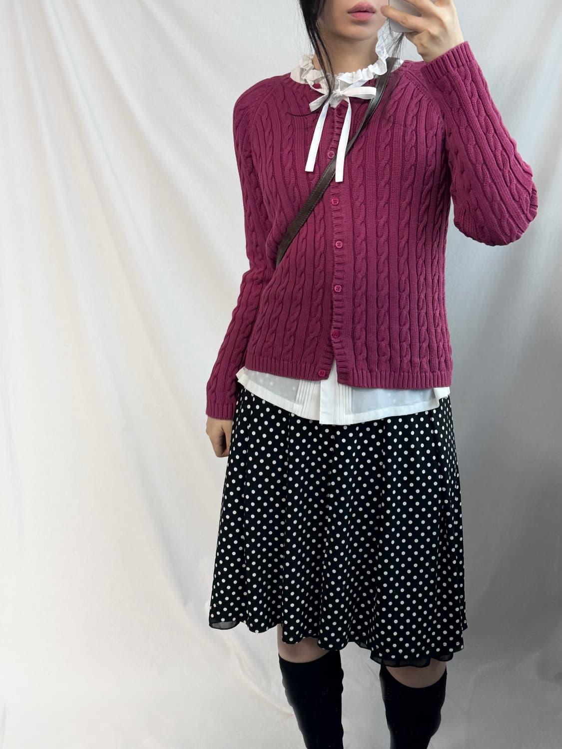 엘엘빈 케이블 니트 패턴 코튼 가디건 상품이미지4