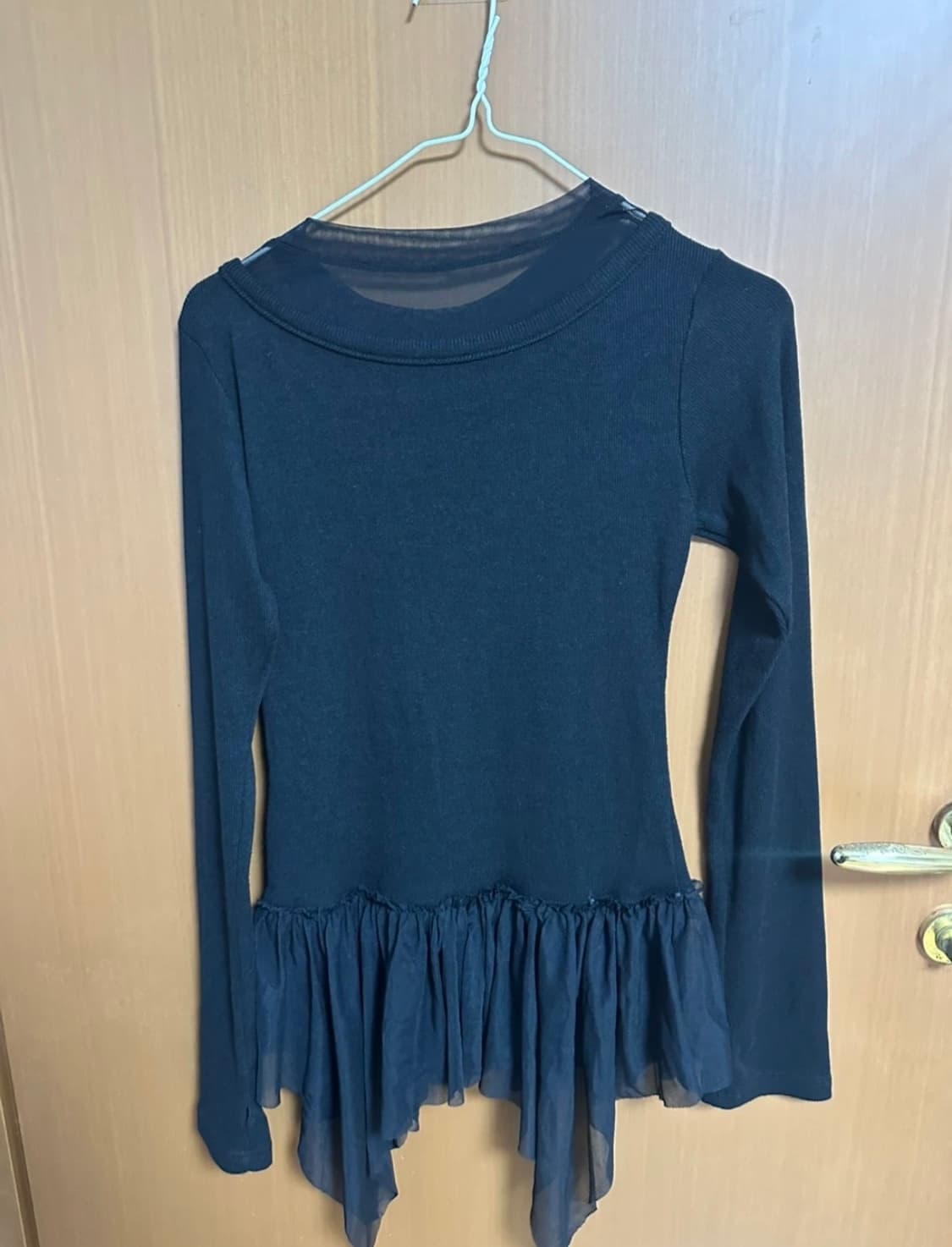 플레어업 레이어드 레이스 프릴 롱슬리브 블랙 상품이미지4