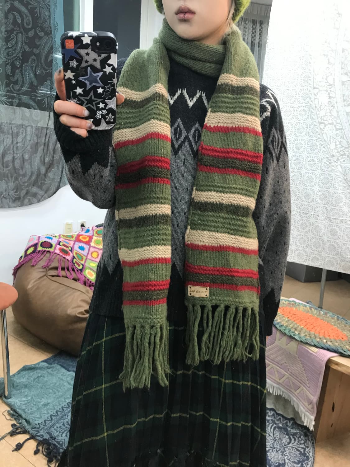 썰스데이아일랜드 에스닉 스트라이프 머플러 목도리  상품이미지1