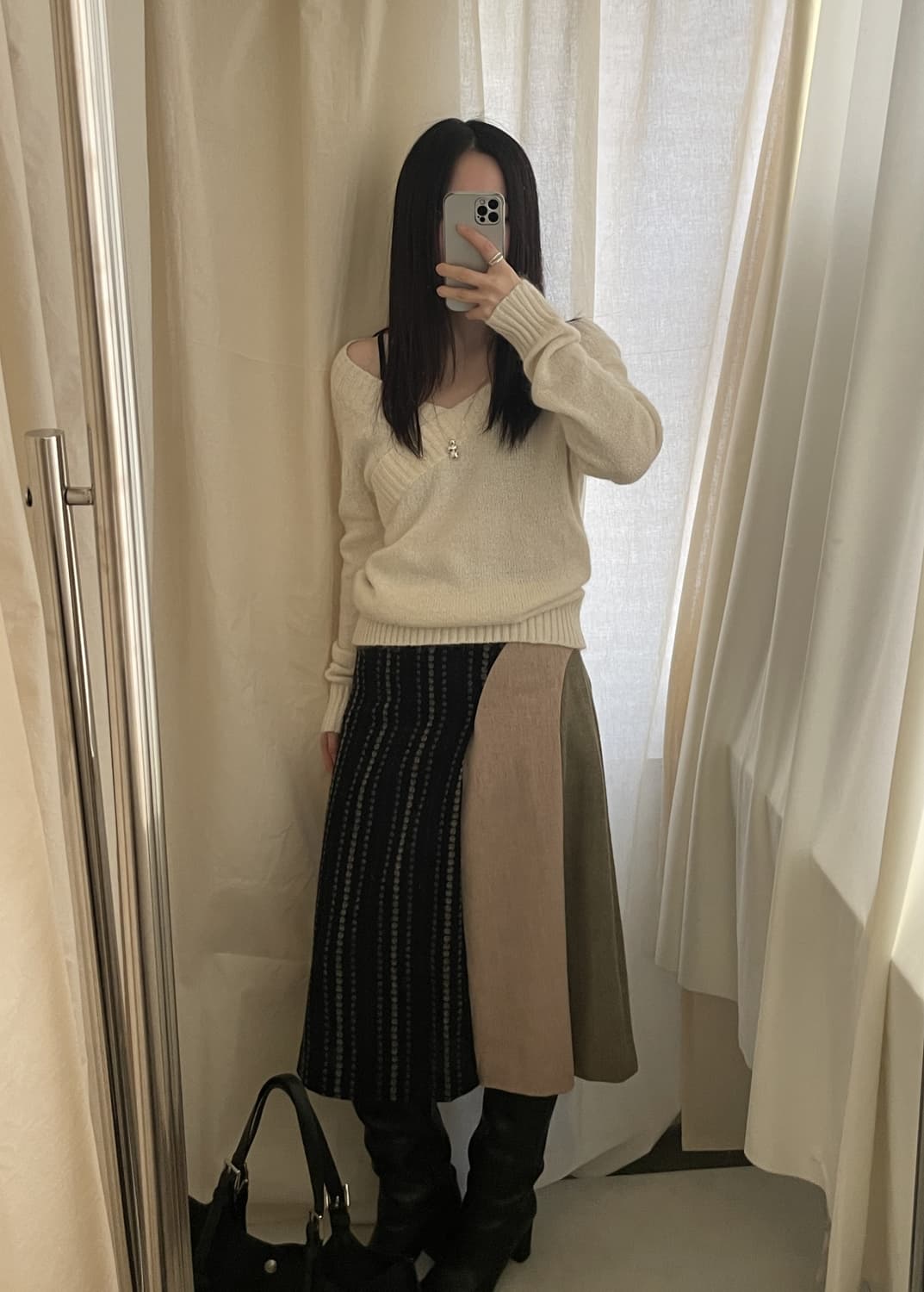 vintage dot pattern flare wool skirt 상품이미지2