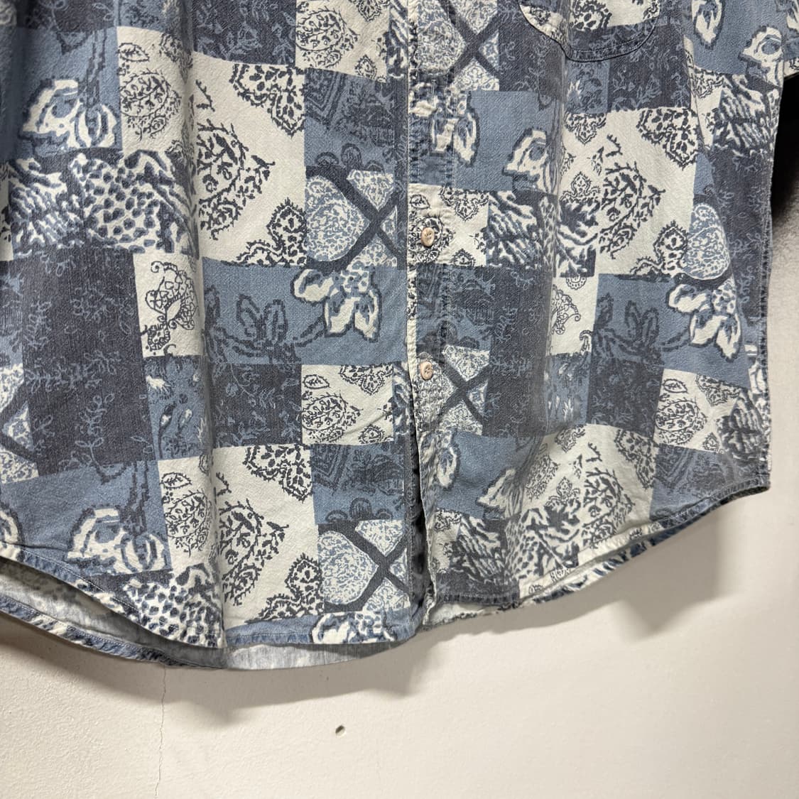 VTG 빈티지 빅사이즈 반다나 패치워크 풀 패턴 원포켓 반팔 셔츠 상품이미지4