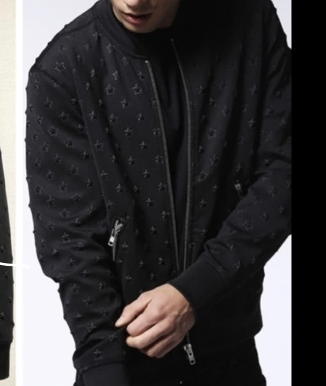 DIESEL 디젤 남성 입체 별 패턴 폴리 스판 봄버자켓 트랙탑 _ 블랙 상품이미지10