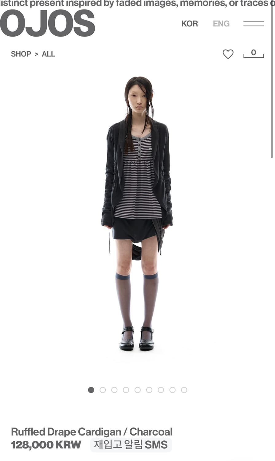 오호스 Ruffled Drape Cardigan Charcoal 상품이미지2