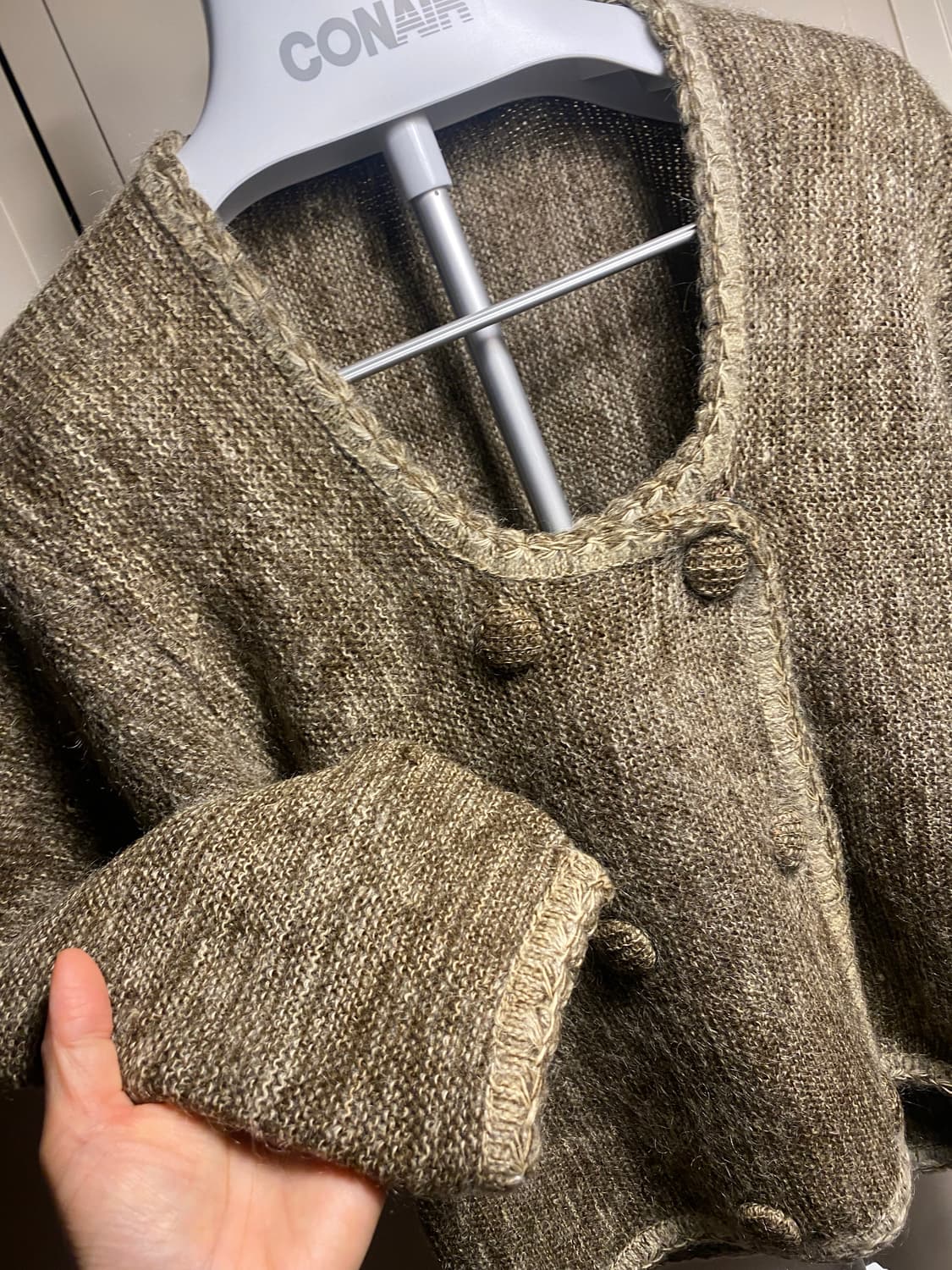 카키브라운 모헤어니트 가디건 상품이미지1