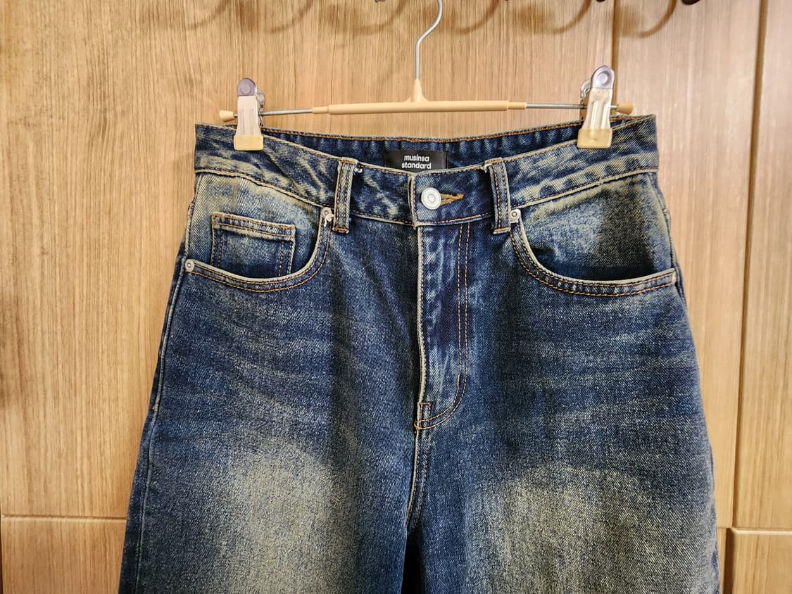 (26)무신사 빅 브러쉬 와이드 데님 팬츠 옐로우딥인디고 상품이미지3