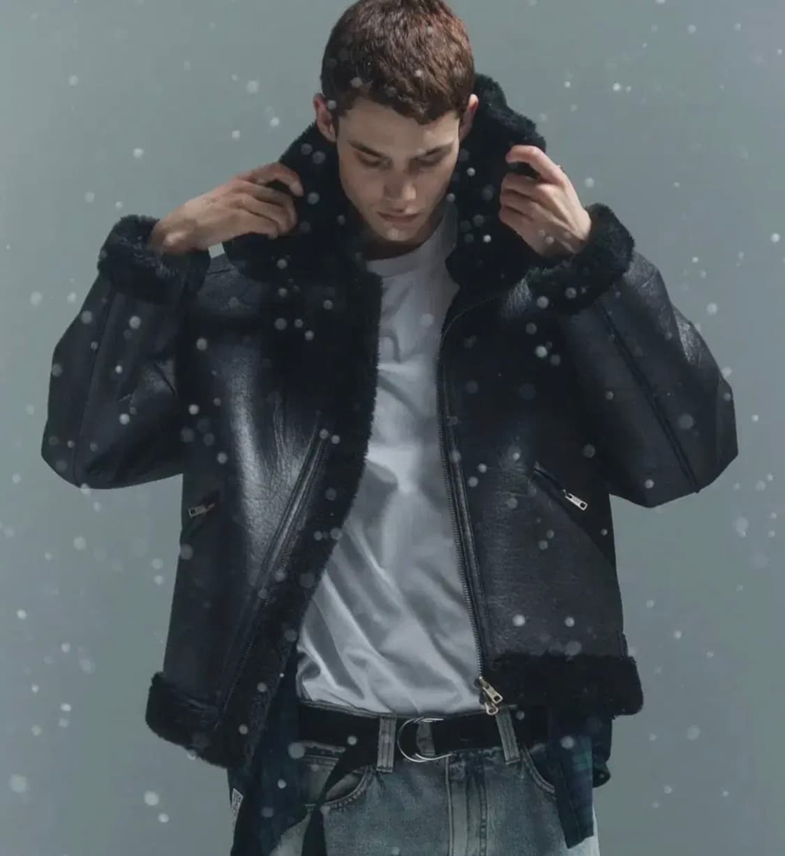 리 Lee 신세틱 레더 무스탕 블랙 L 상품이미지2