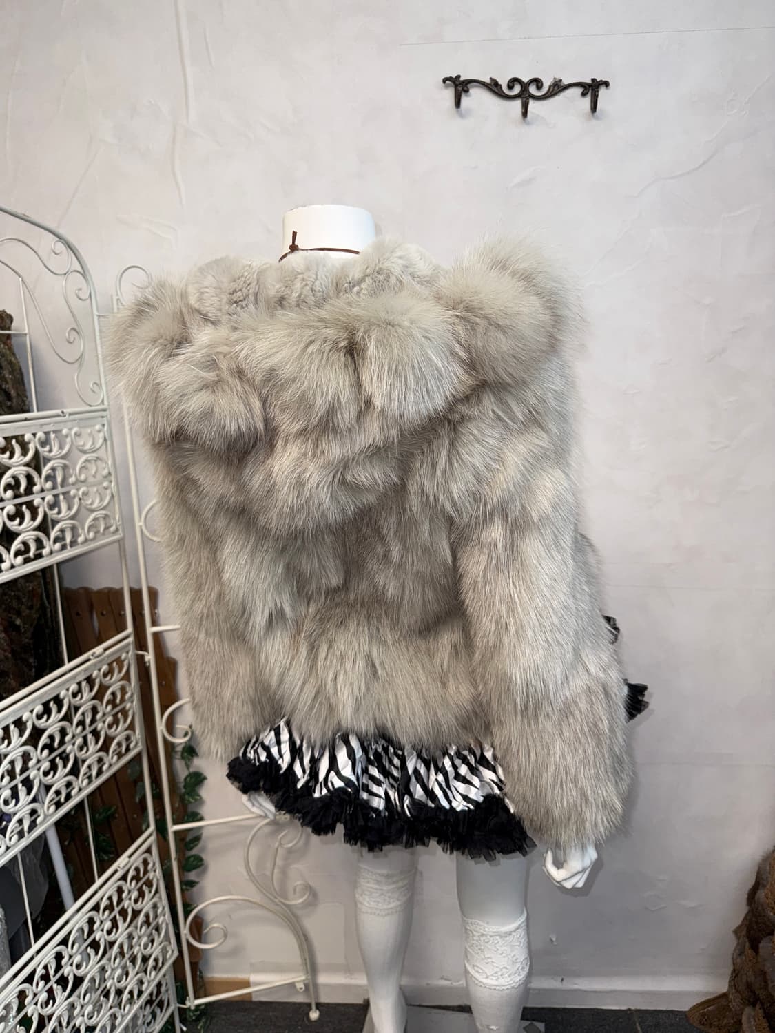 Mixed ash blue real fur hood zipup jk 상품이미지5