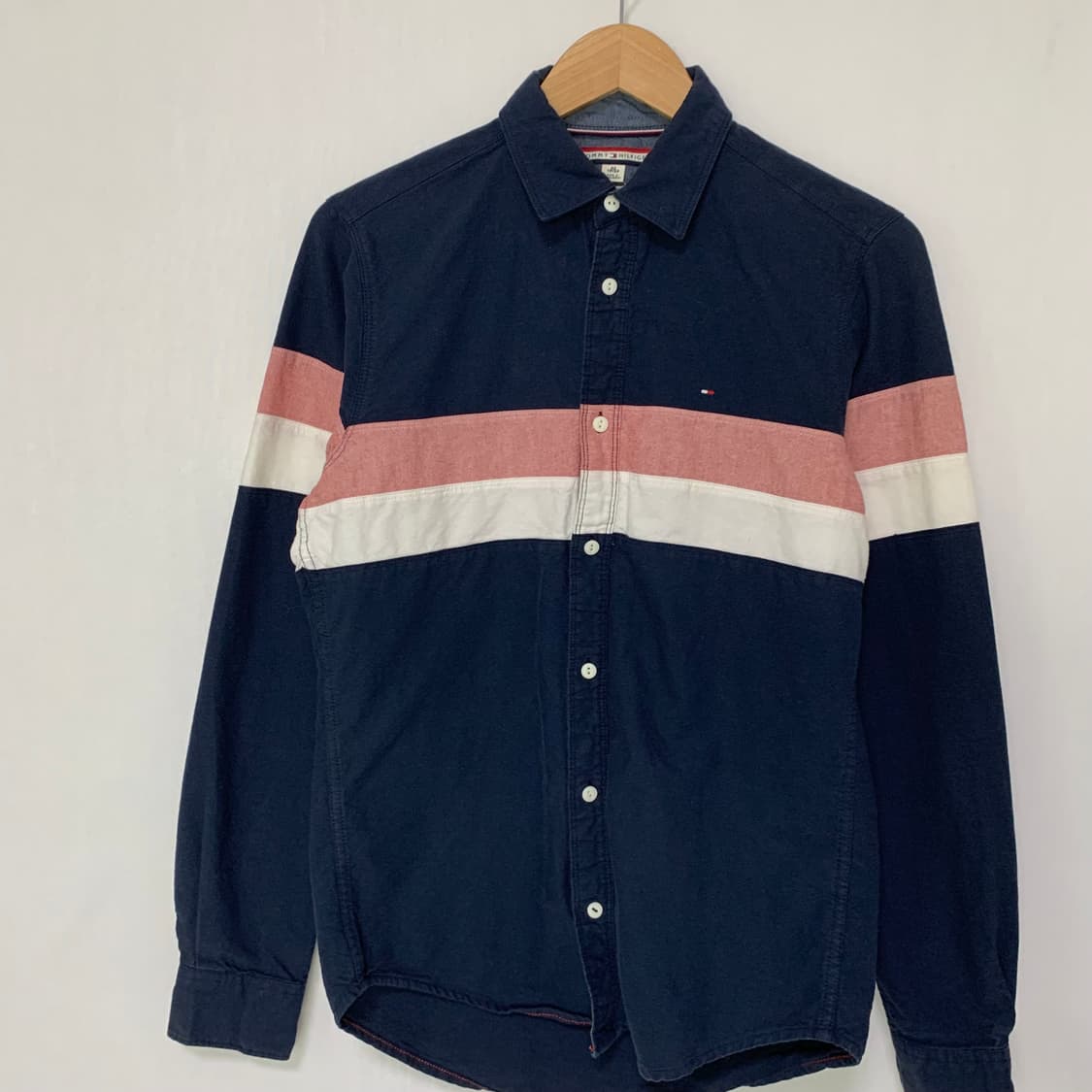 타미힐피거 빈티지 배색 셔츠 네이비 남방 남성 XS 상품이미지2