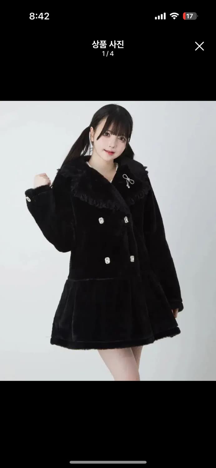 앙크루즈 블랙 퍼 코트 지뢰계 양산형 상품이미지1