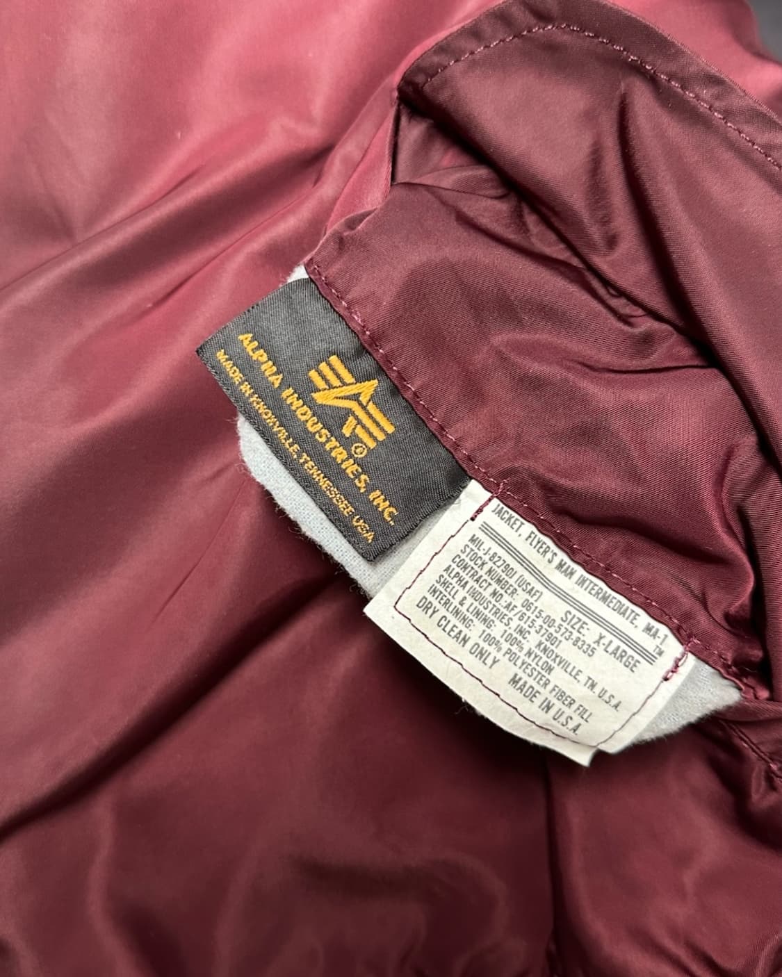 80-90s 알파인더스트리 ma-1 버건디 항공점퍼 상품이미지5