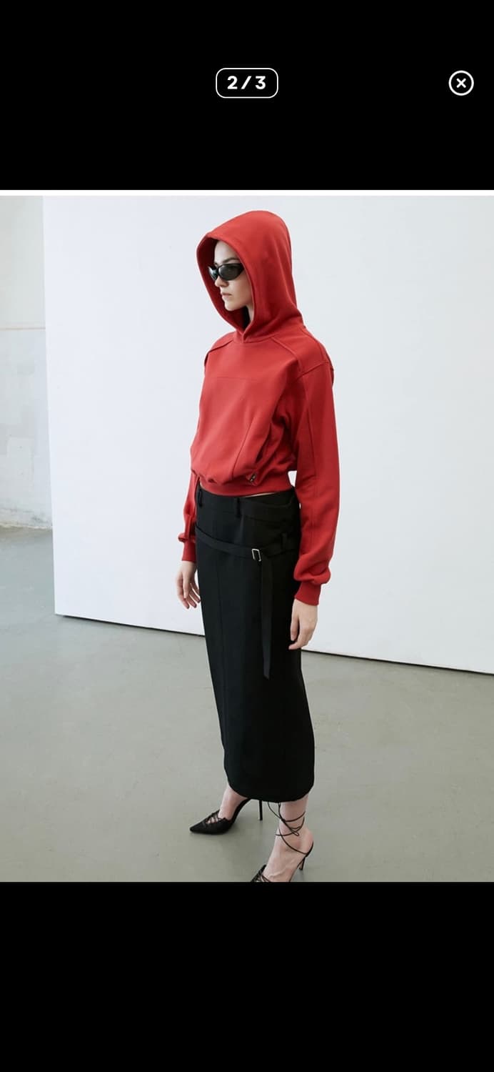 LCDC 크롭 레드 후드티 상품이미지2