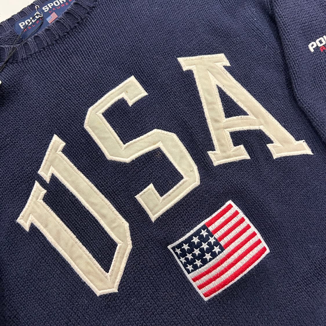 [100] 90s 폴로 스포츠 USA 니트 네이비 A953 상품이미지4
