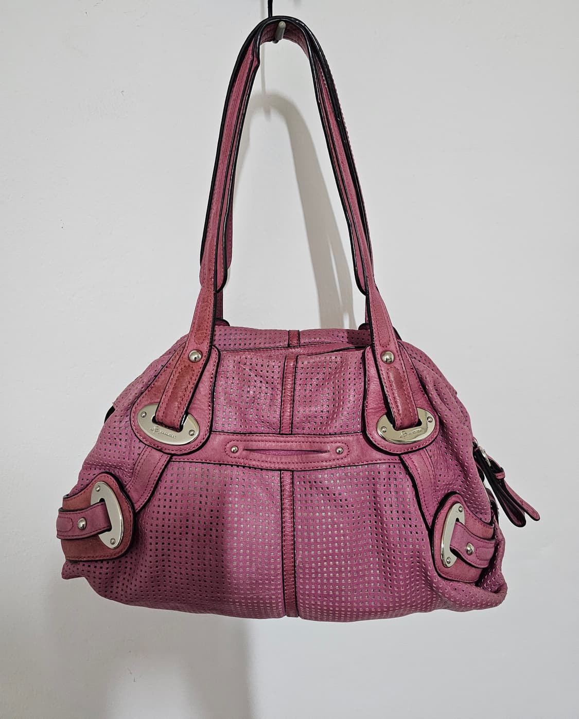 비마코스티  부드러운 천연소가죽 진달래색 숄더백 39센티 상품이미지1