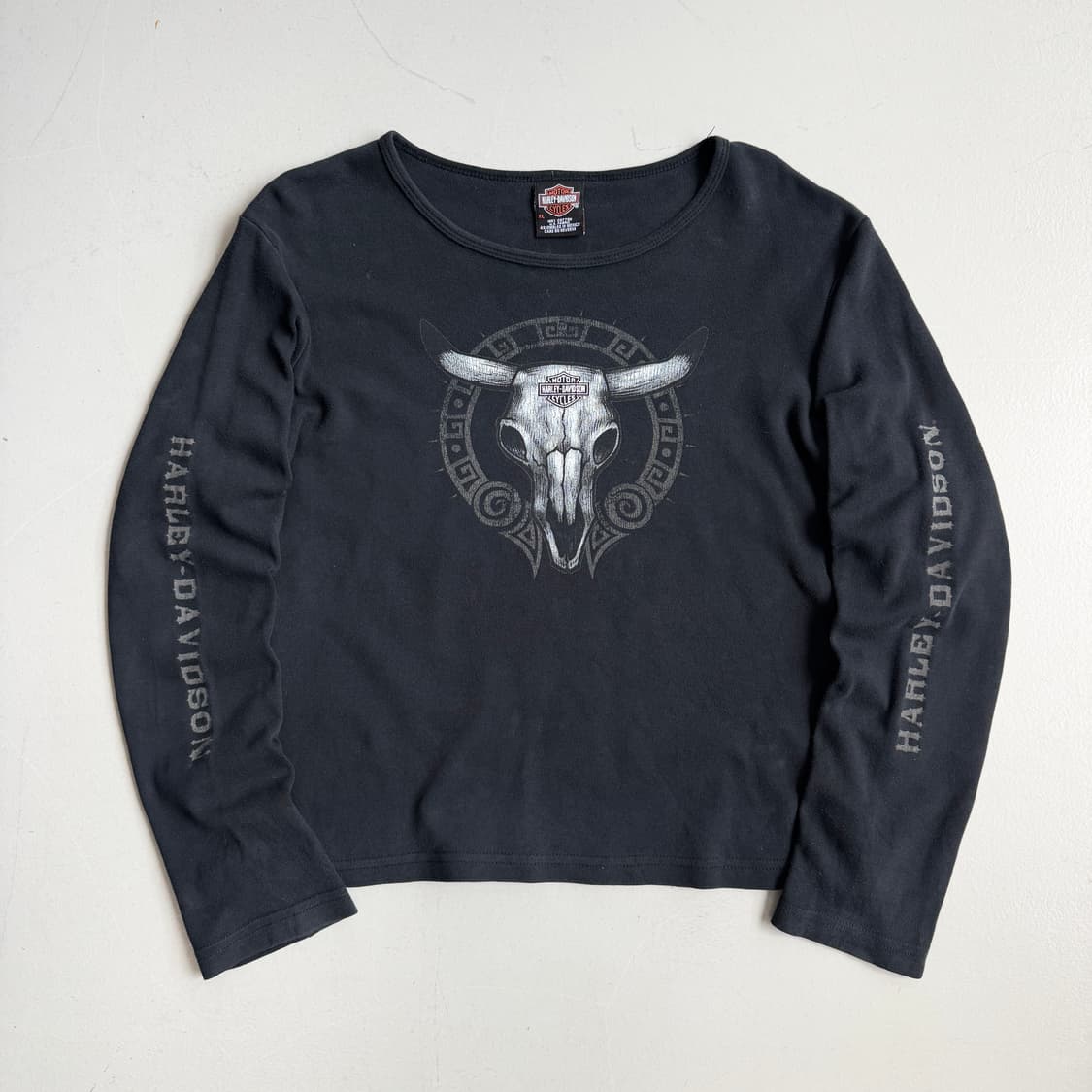 할리데이비슨 00s 롱혼 스컬 롱슬리브 블랙 상품이미지2