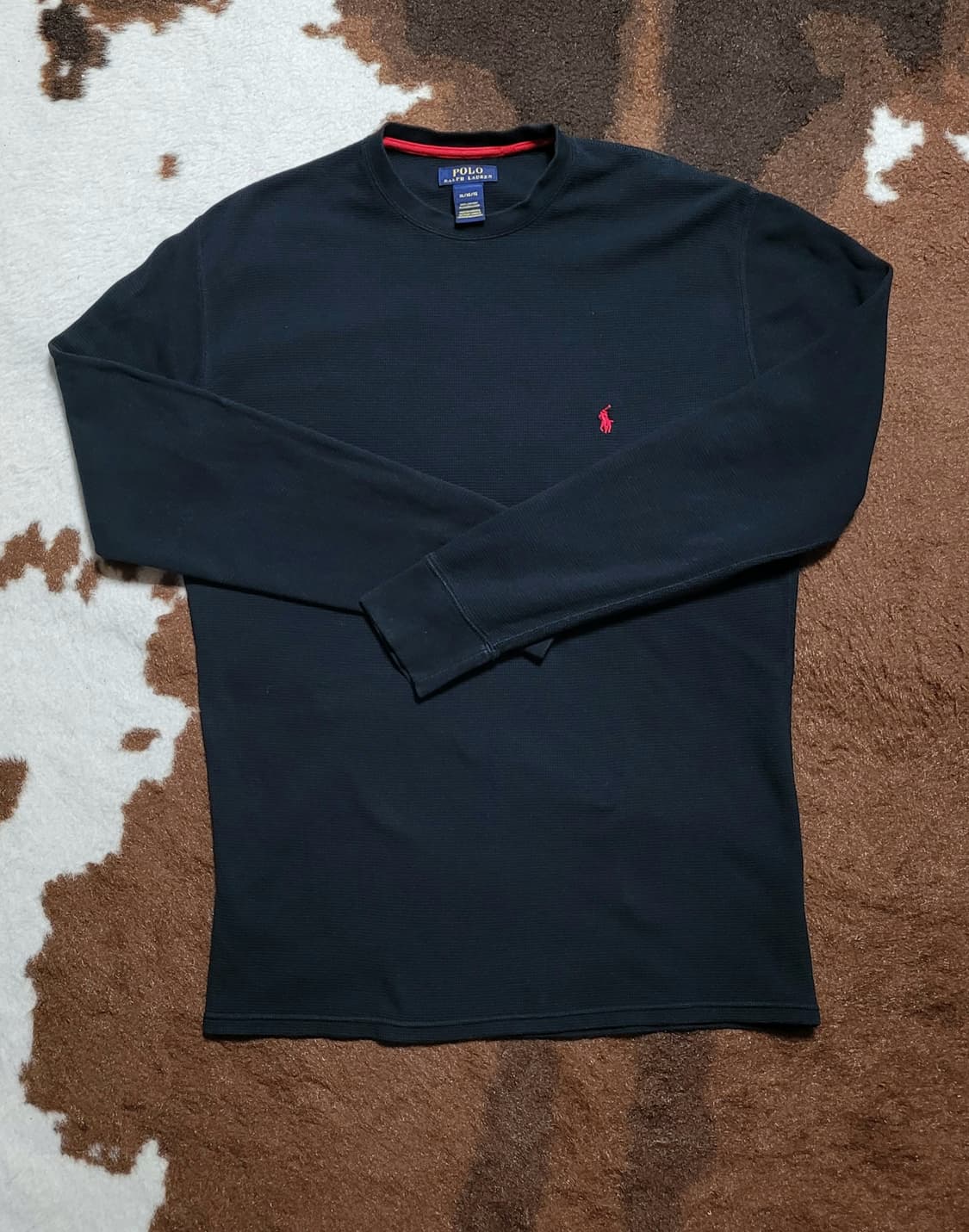 폴로 랄프로렌 남성용 블랙 와플 라운드 긴팔 티셔츠(XL) 상품이미지4