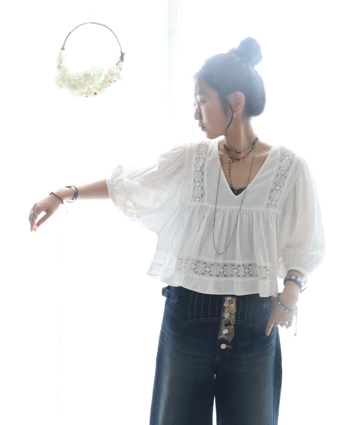 Vintage Lace Puff Cotton Blouse 상품이미지6