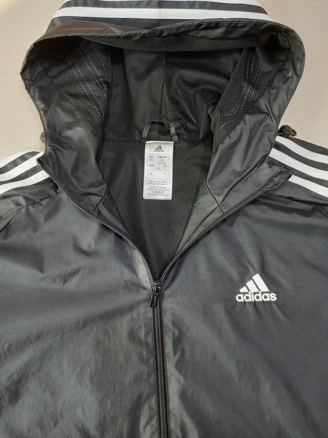 XL105 adidas 봄여름용 바람막이 후드집업 블랙 XL-452 상품이미지4