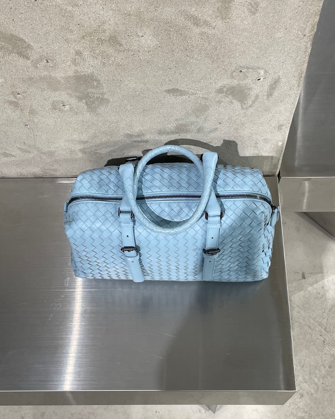보테가 베네타 스카이블루 인트레치아토 위빙 볼링벡 상품이미지8