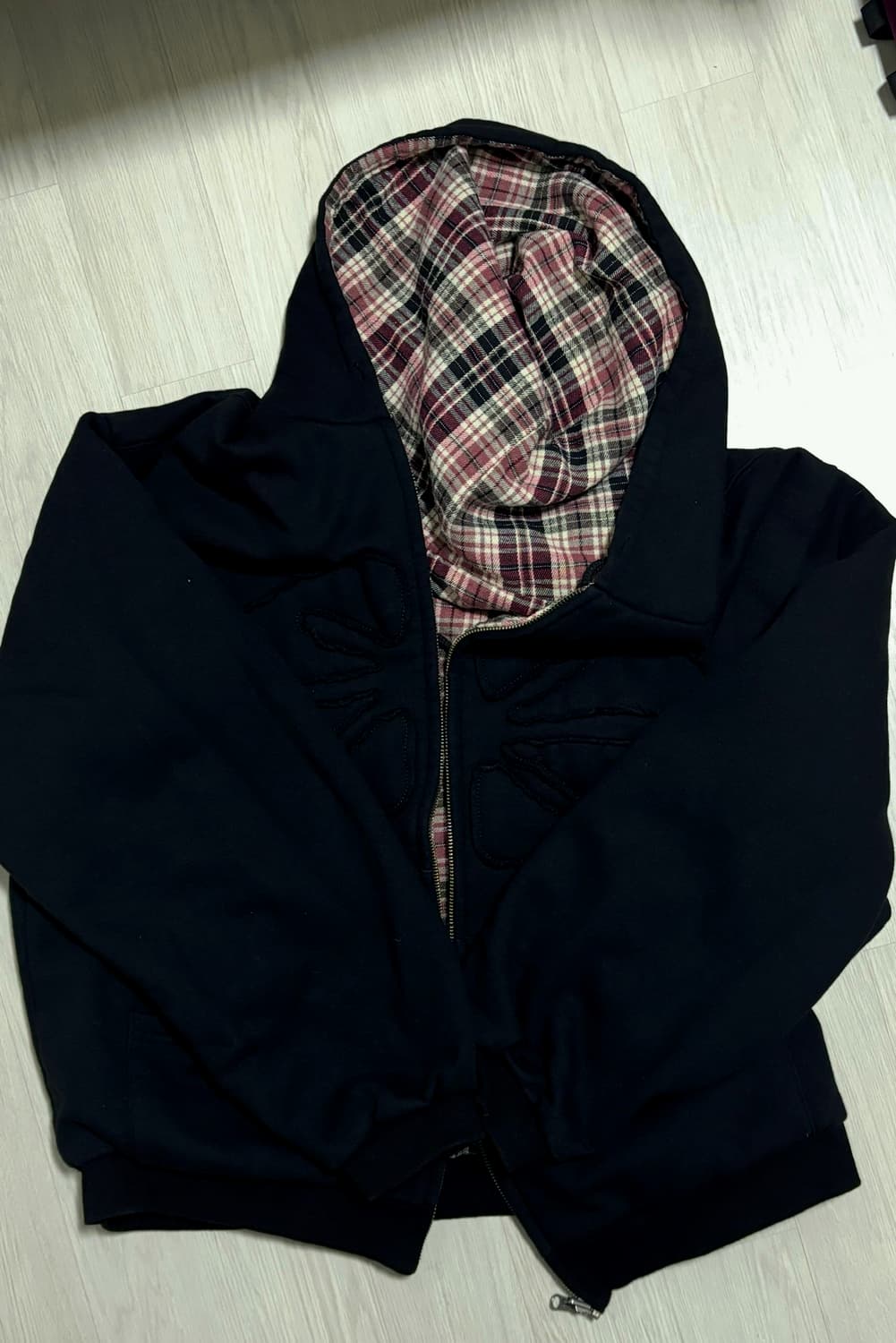 이알티알 리버시블 후드집업 체크 레드 상품이미지3