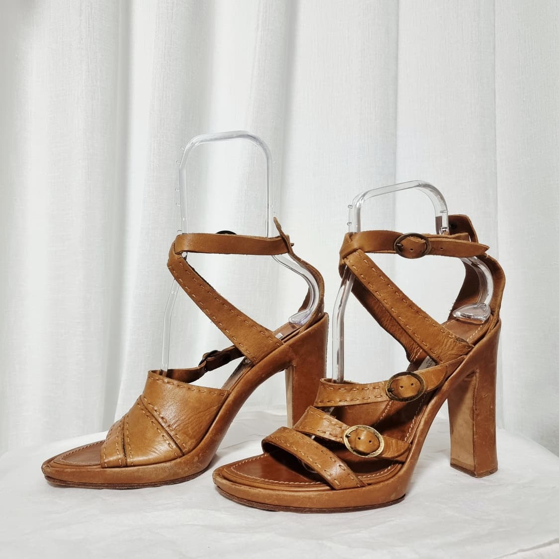 막스마라 가죽 샌들 레더 오픈토힐 하이힐 슈즈 (250) 이태리메이드 상품이미지4