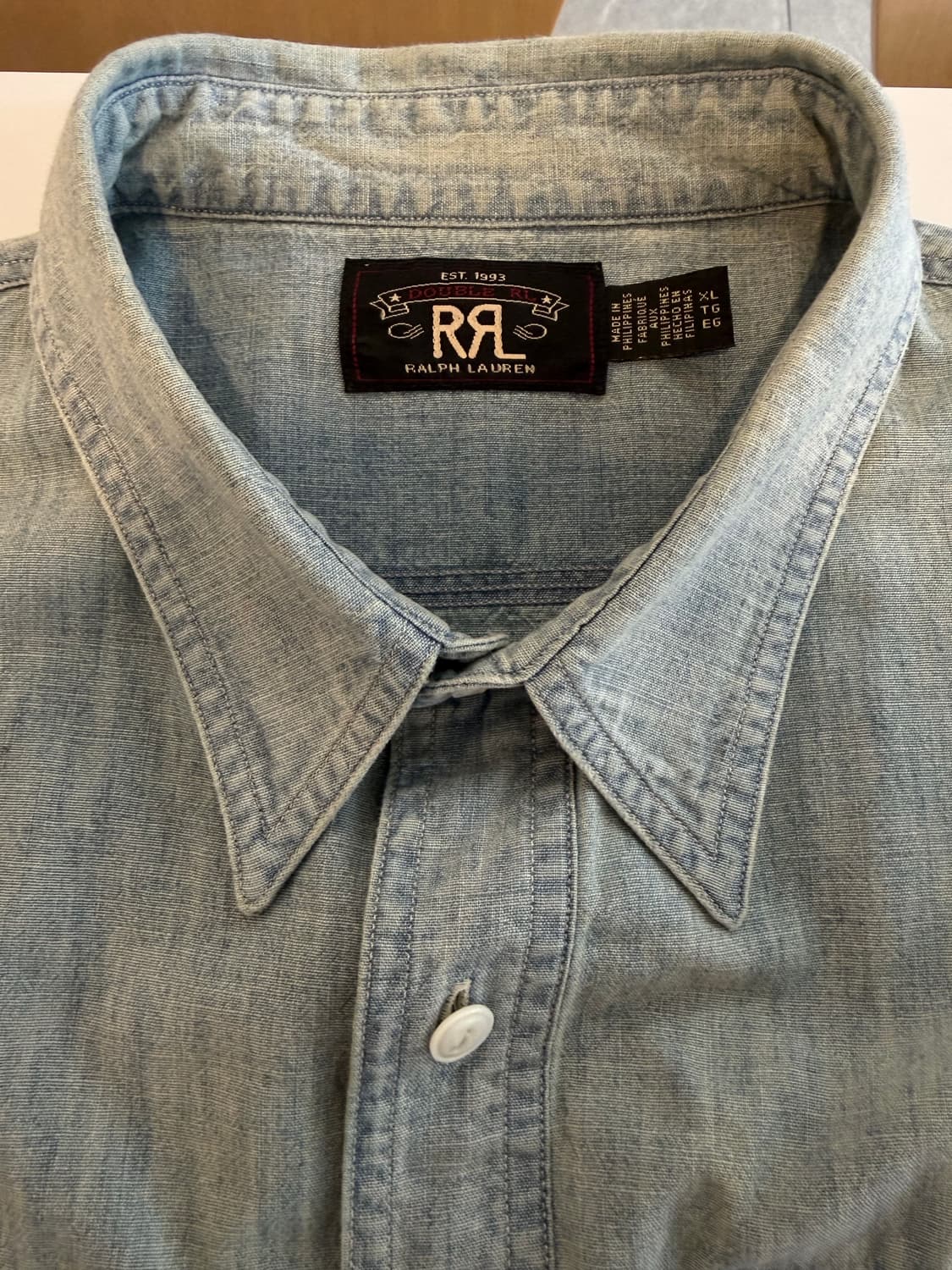 RRL인디고 샴브레이 워크셔츠 XL사이즈 상품이미지6