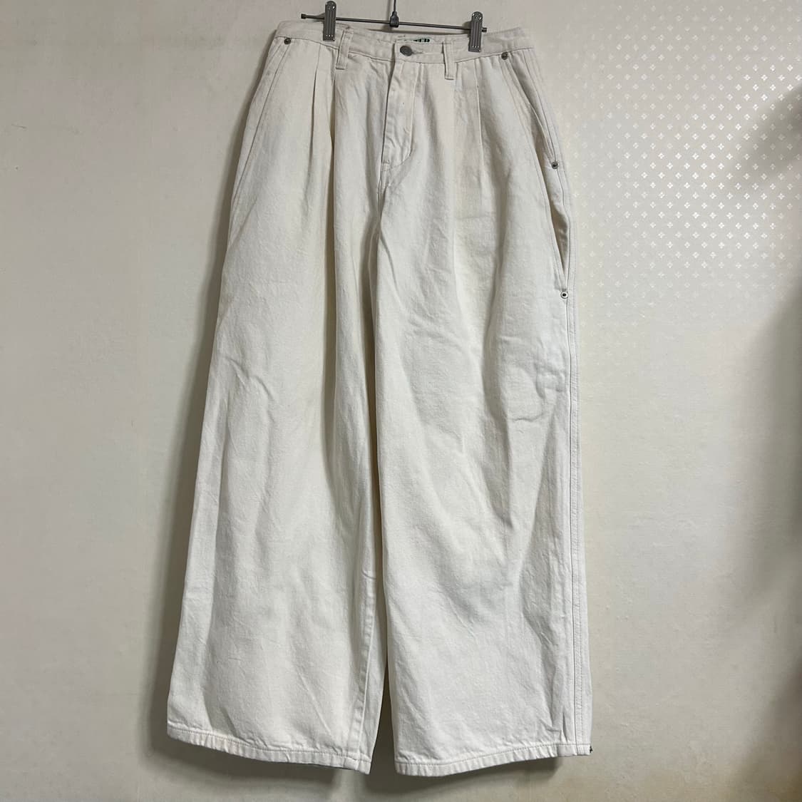 세터 코튼 와이드 투턱 핀턱 팬츠 아이보리 M 상품이미지4