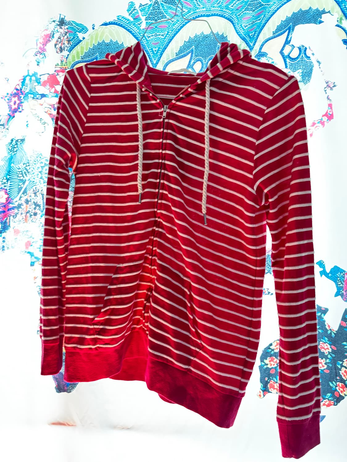 핫핑크 스트라이프 슬림핏 후드집업 핀터레스트 y2k 상품이미지1