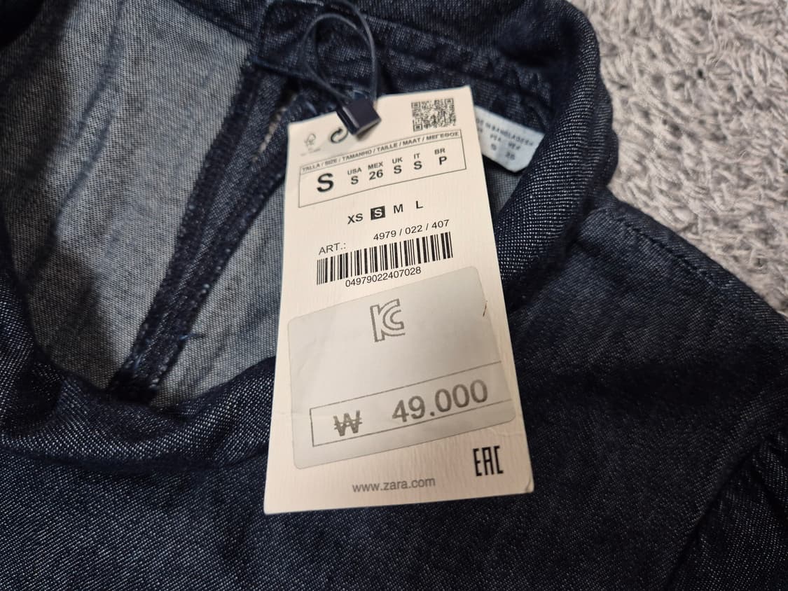 [새상품]자라 ZARA 데님 반팔 미니 원피스 S 상품이미지3