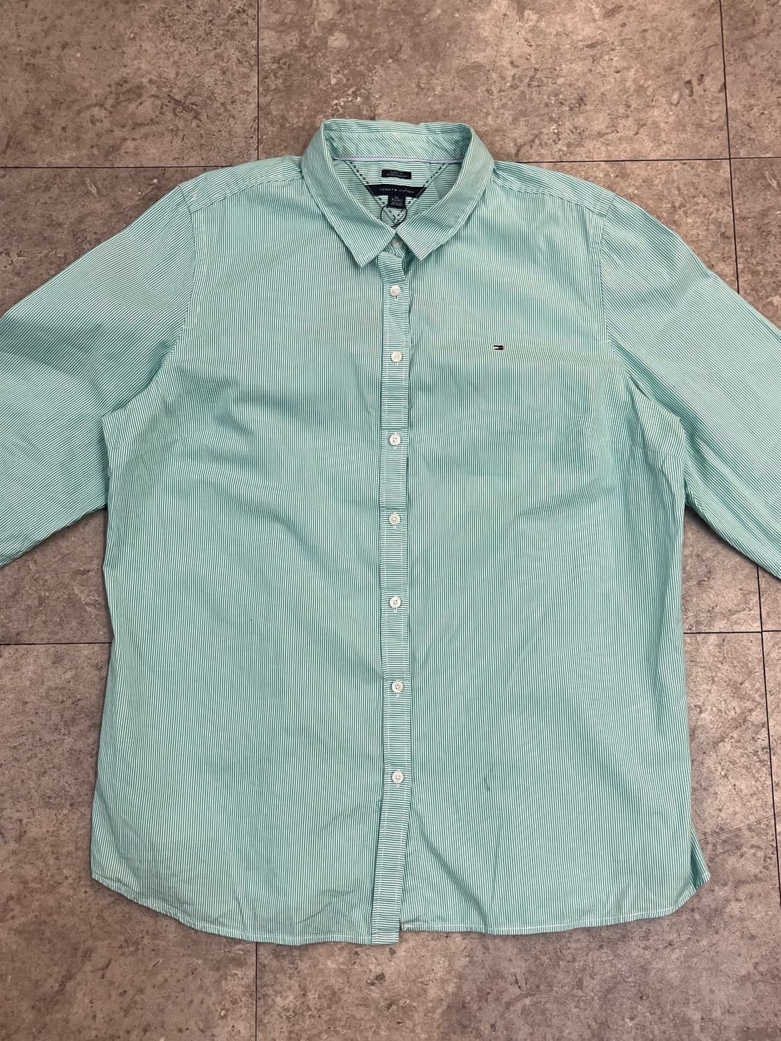 타미힐피거 스트라이프 셔츠 그린 XL #csz3084 상품이미지5