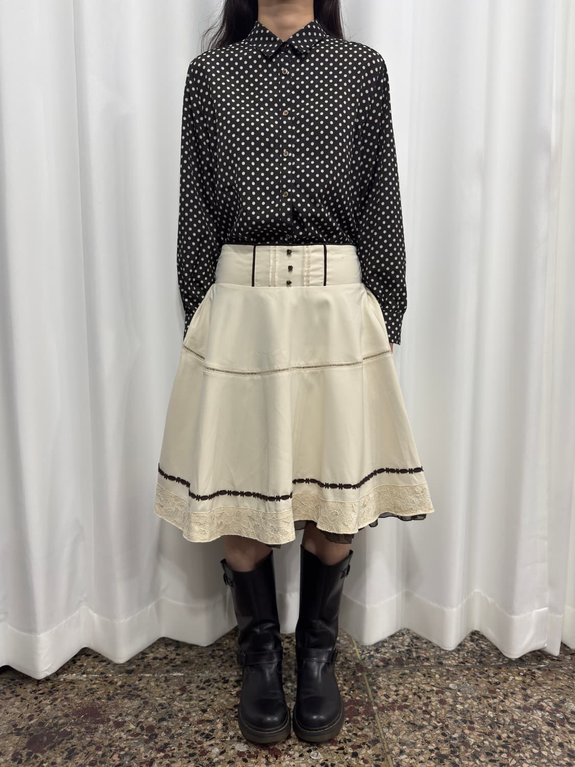 comme ca brown dot shirt 상품이미지3