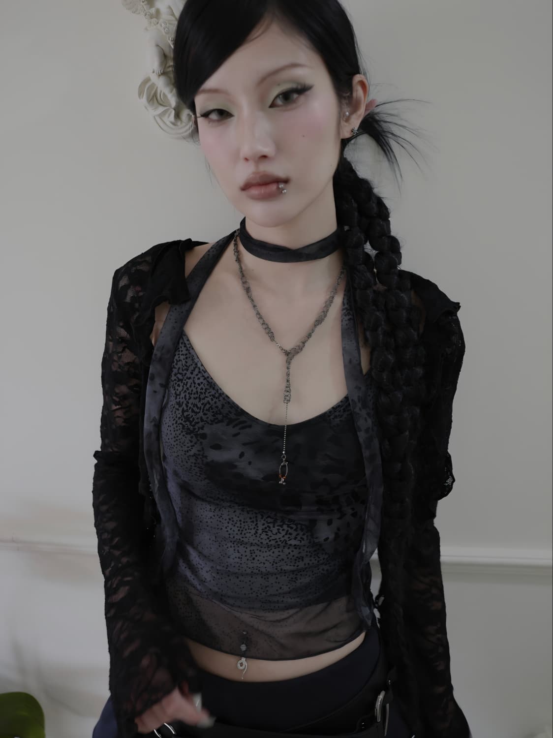 Sheismiae 미애 레오파드 슬리브리스+스카프+벨트 상품이미지1