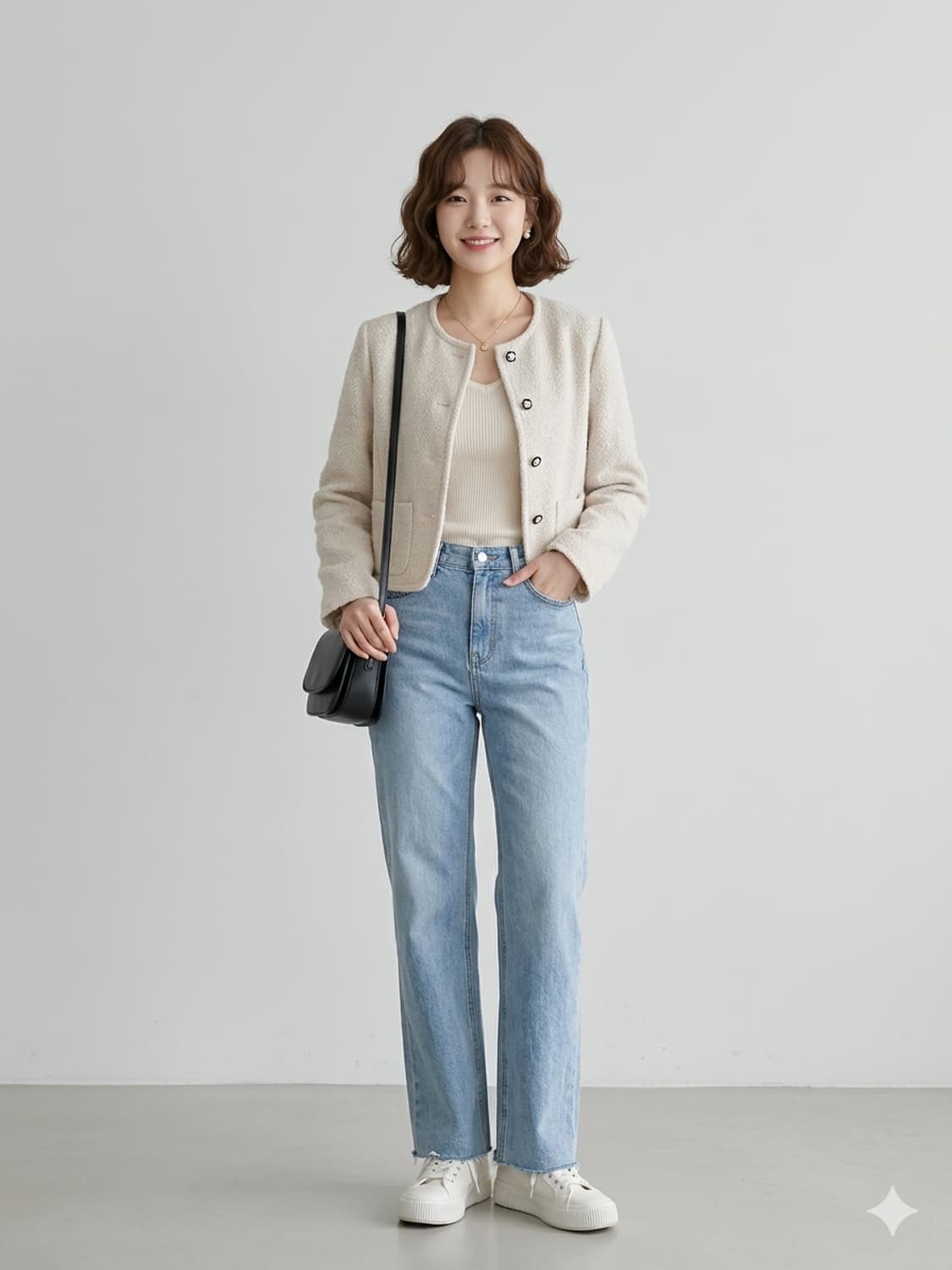 씨씨콜렉트(CC collect) 부클 라운드넥 크롭 자켓 상품이미지1