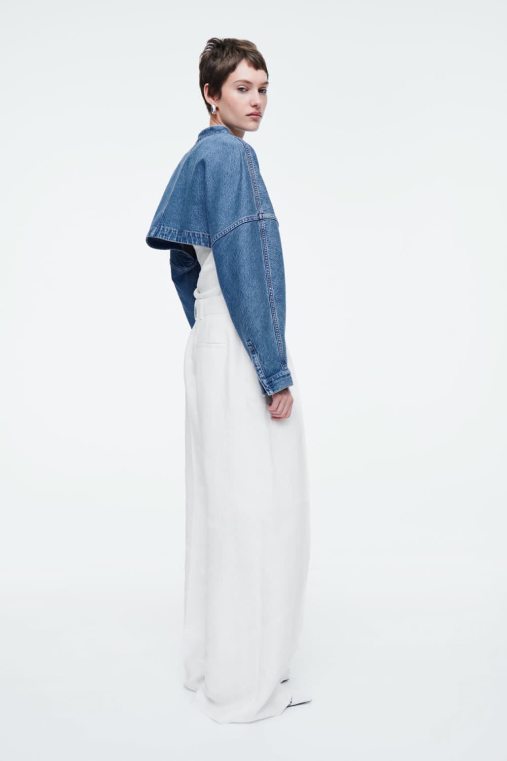 COS 코스 하이브리드 데님 크롭 탑 자켓 상품이미지3