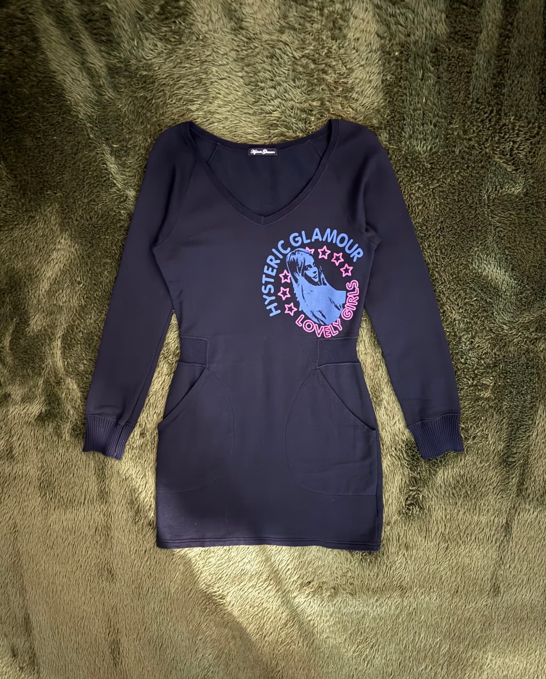 00s 히스테릭 글래머 글리터 로고 롱슬리브 원피스 블랙 상품이미지1