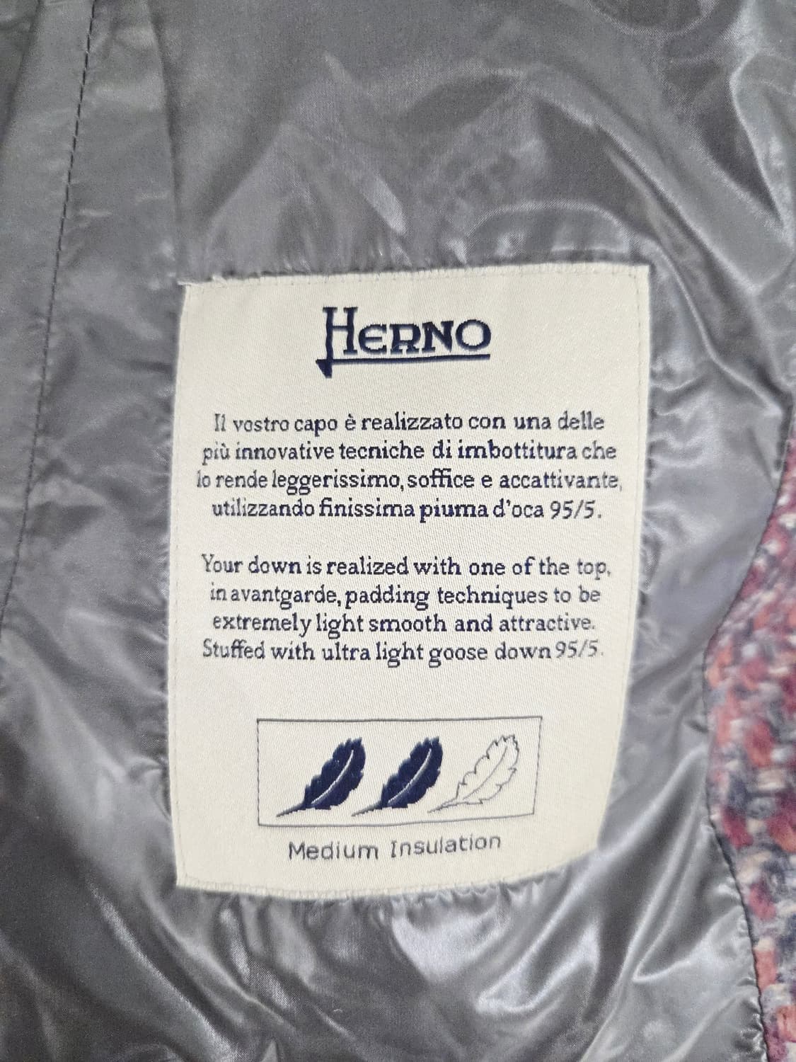 에르노(Herno) 트위드 패턴 7부 하프넥 구스다운 패딩 상품이미지8