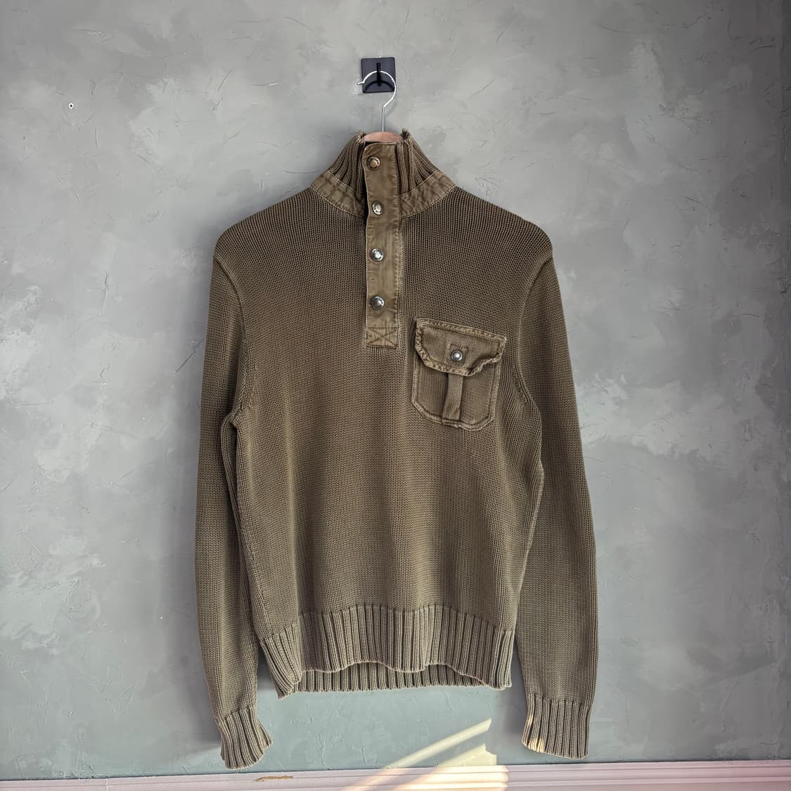 폴로 랄프로렌 밀리터리 니트 반집업 올리브 카키 상품이미지1