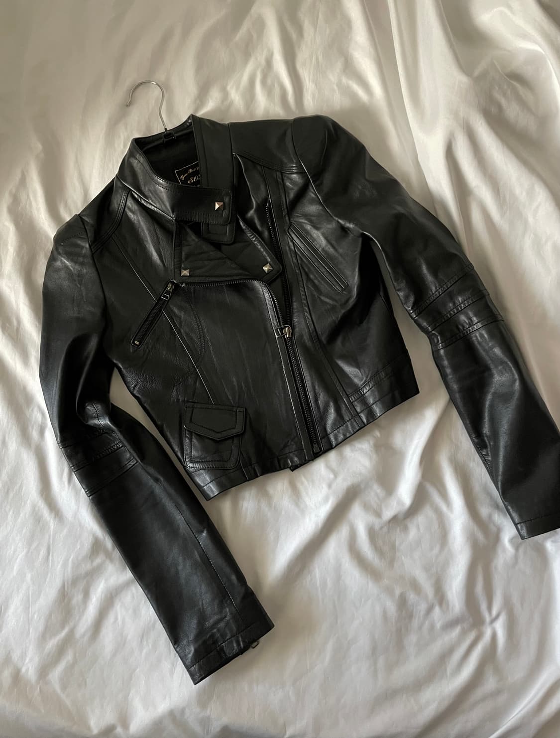 빈티지 y2k 펑크 딱붙크롭 레더자켓 가죽자켓 상품이미지1