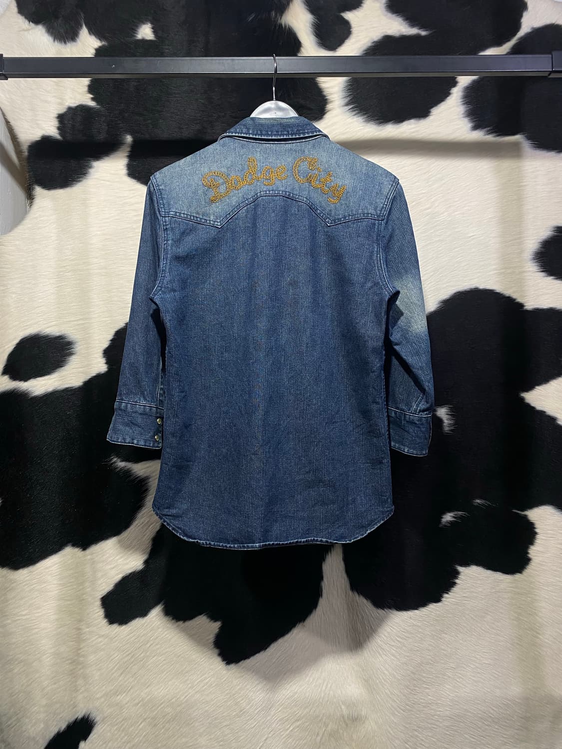 Japanese vtg 자수 디테일 워싱 웨스턴 데님셔츠 상품이미지5