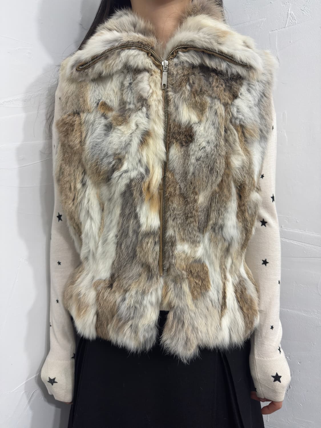 rabbit fur vest zipup 상품이미지1