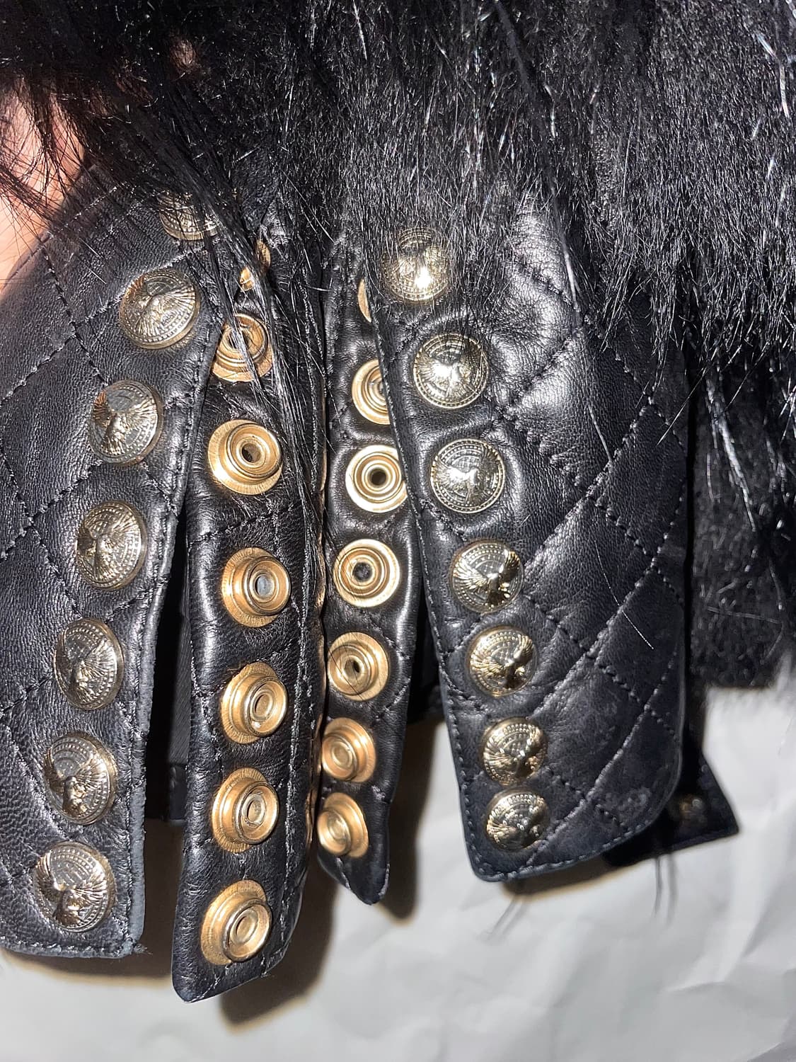 Balmain 12aw 라쿤퍼 크로스 렘스킨 레더자켓 상품이미지8