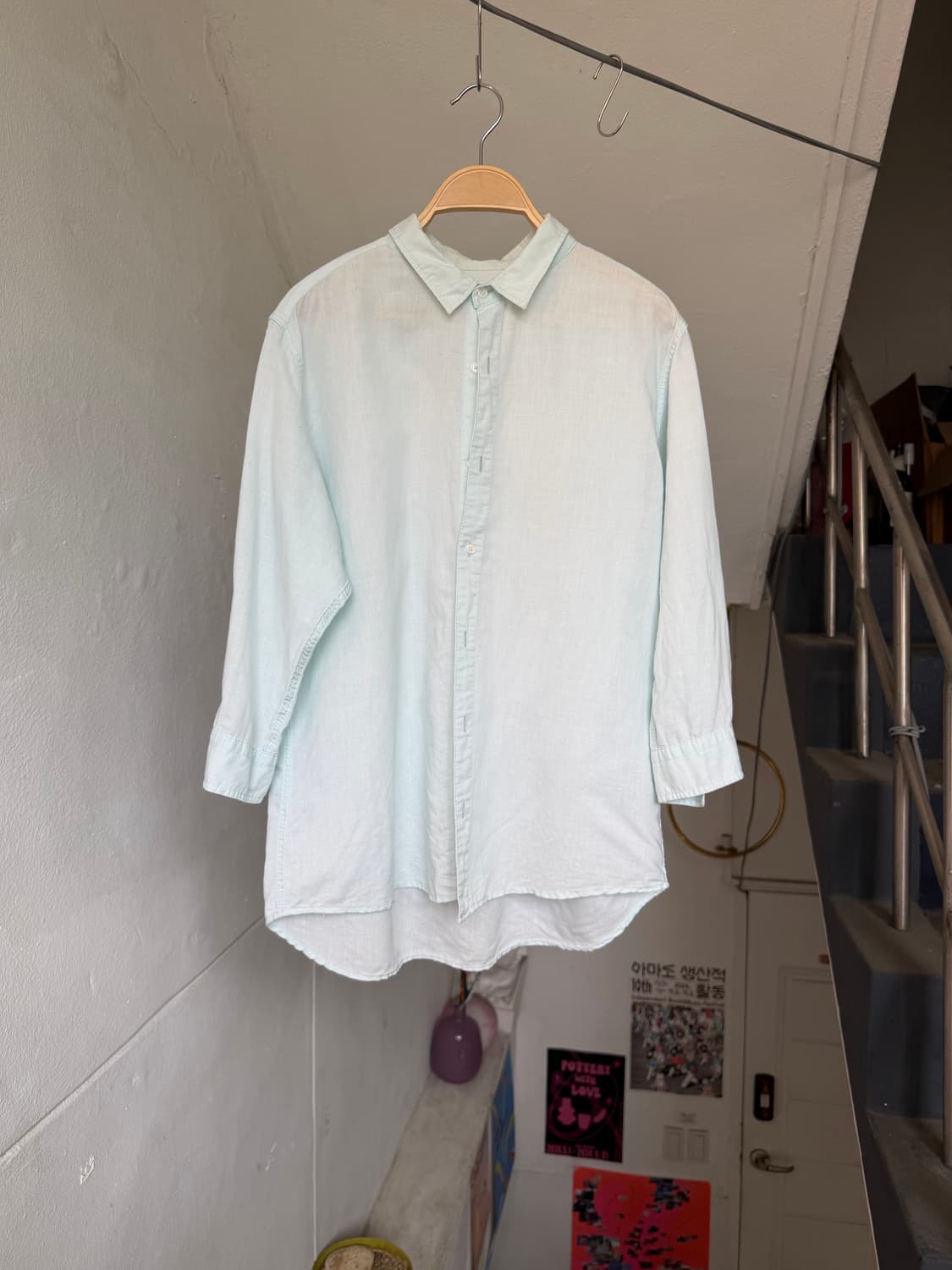 쿨민트 9부 리넨 셔츠 상품이미지1