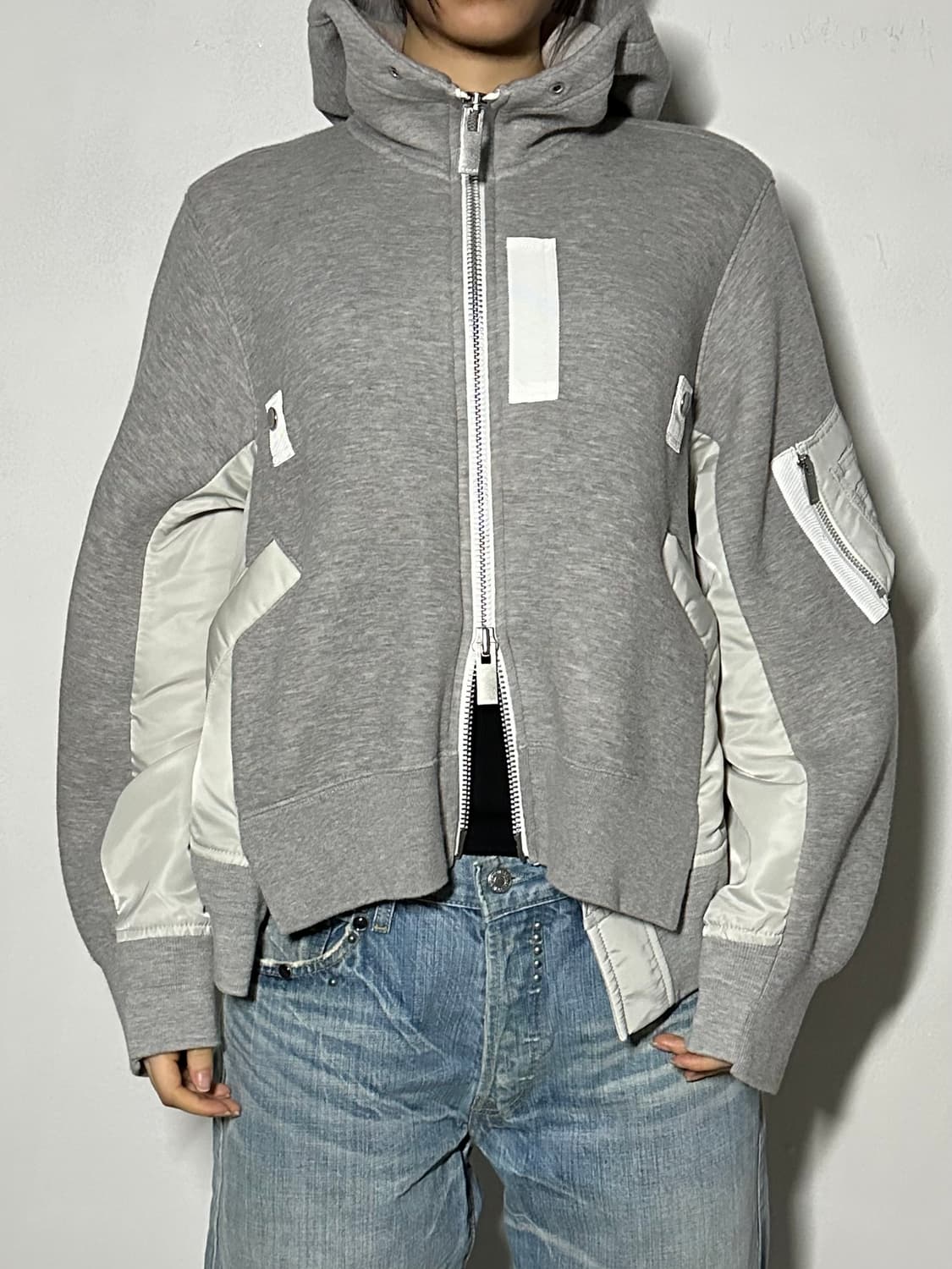 (21s) 사카이 봄버 나일론 믹스 코튼 후드 자켓 상품이미지1