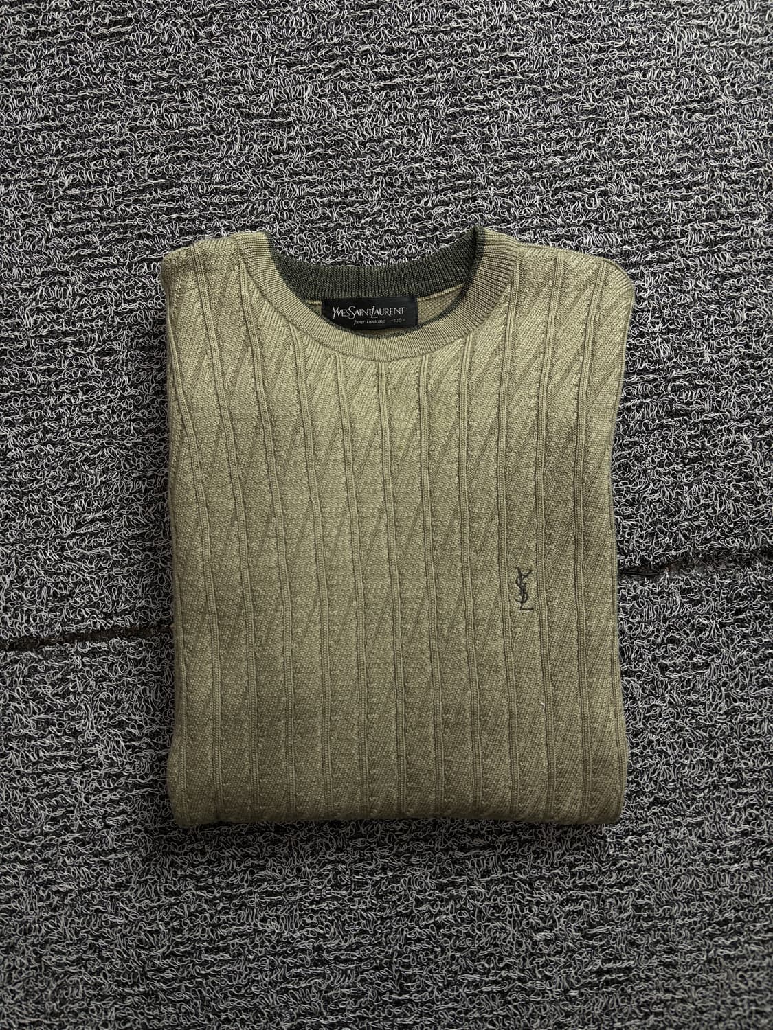90s YSL 입생로랑 케이블 울 니트 카키 그런지 2259 상품이미지1