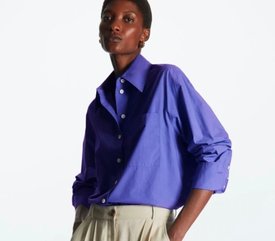 (급처) COS 코스 오버사이즈 롱 슬리브리스 셔츠 인디고블루 32싸이즈 상품이미지2