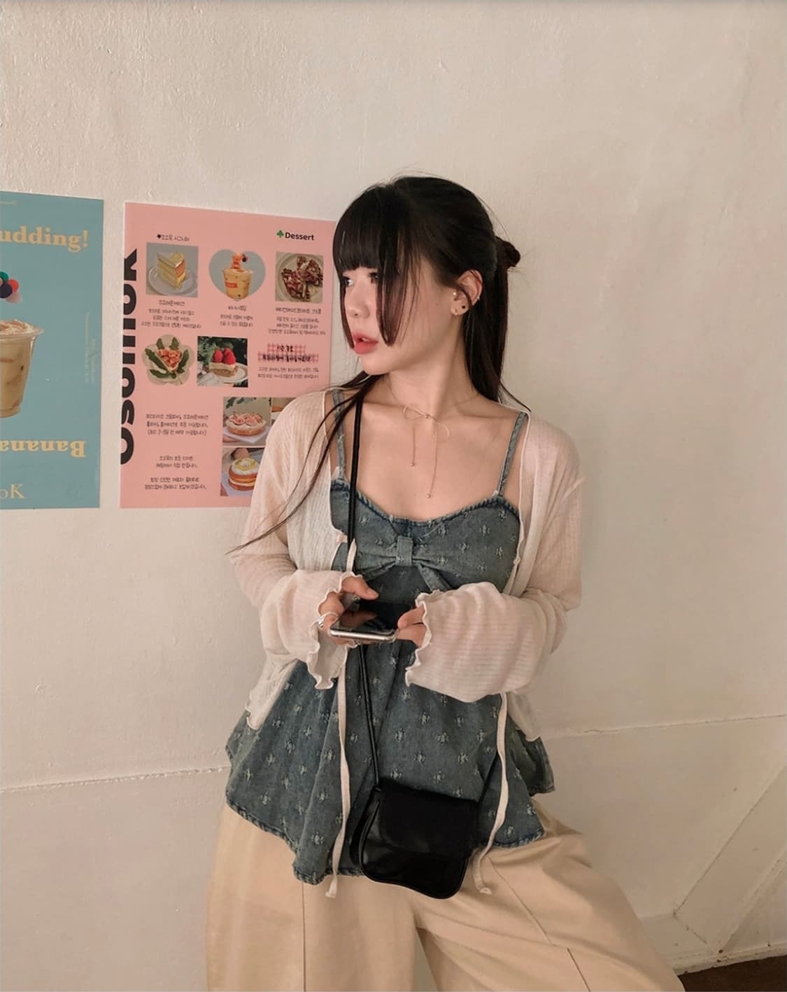 [새상품] 데님 리본 슬리브리스 상품이미지5