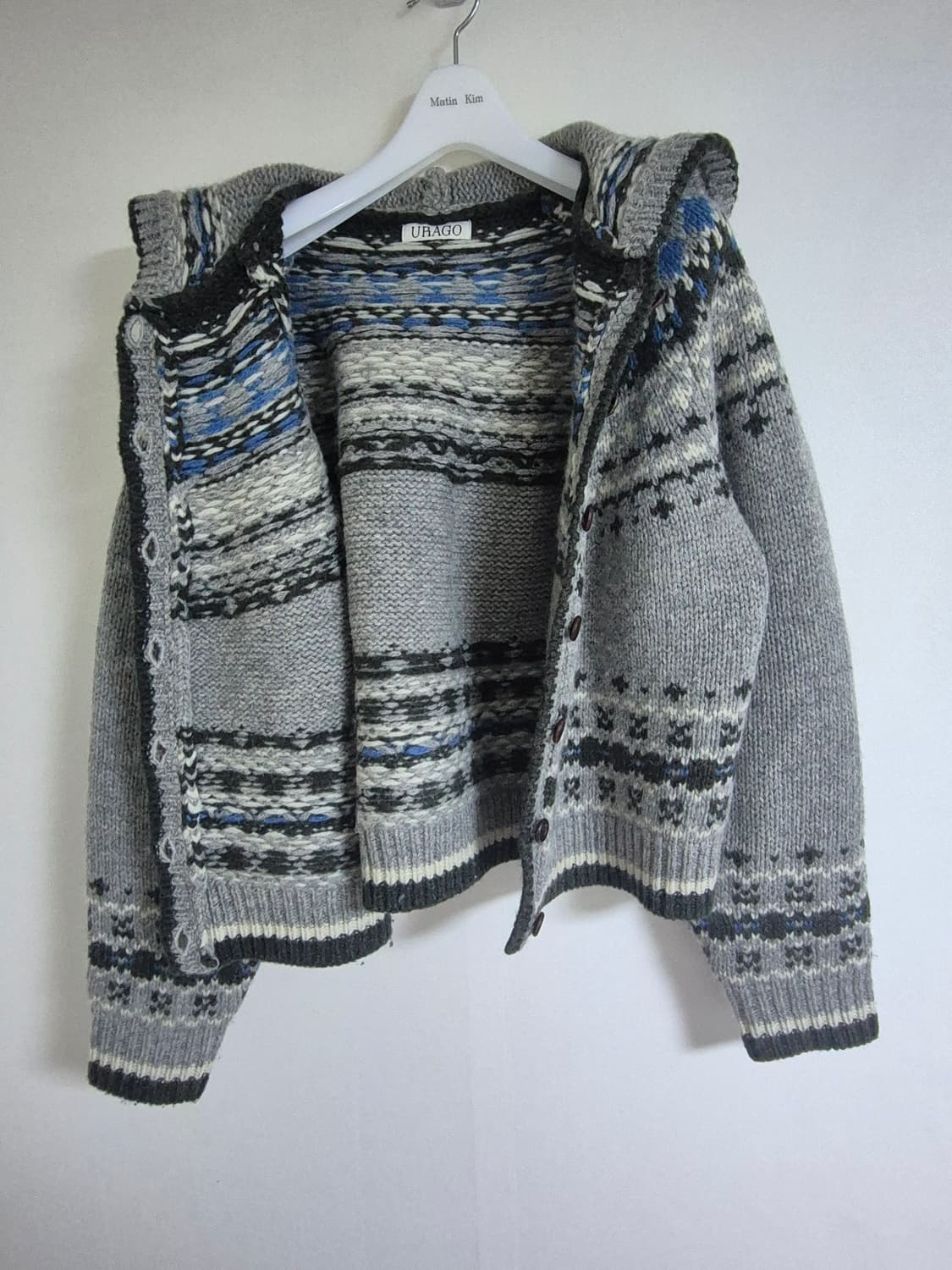 유라고 자카드 후드 가디건 (그레이) 상품이미지10