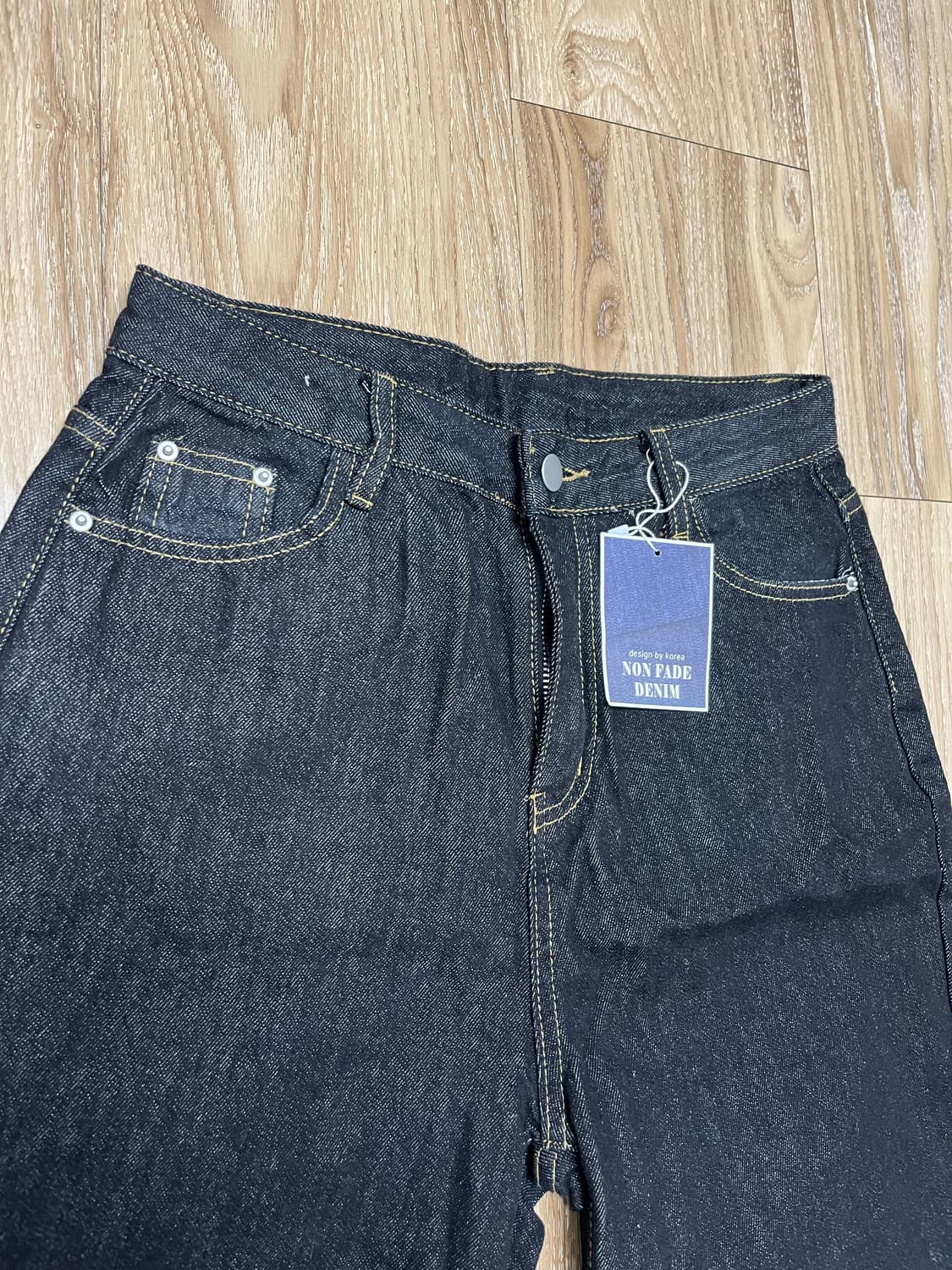 (새상품) 리마인드 논페이드 와이드 흑청바지 27 상품이미지3