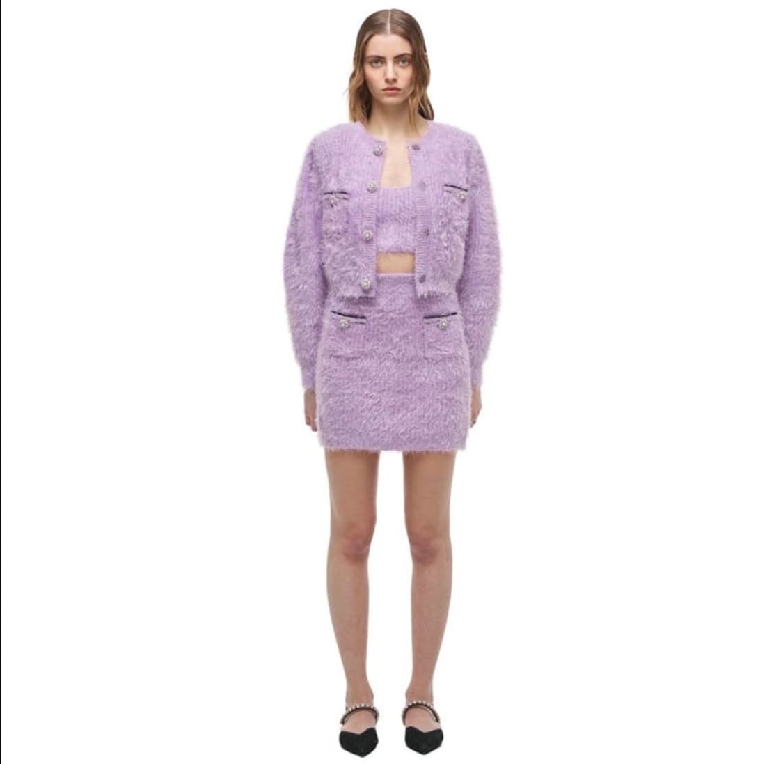 셀프 포트레이트 Lilac Fluffy Knit Cardigan (L) 상품이미지3