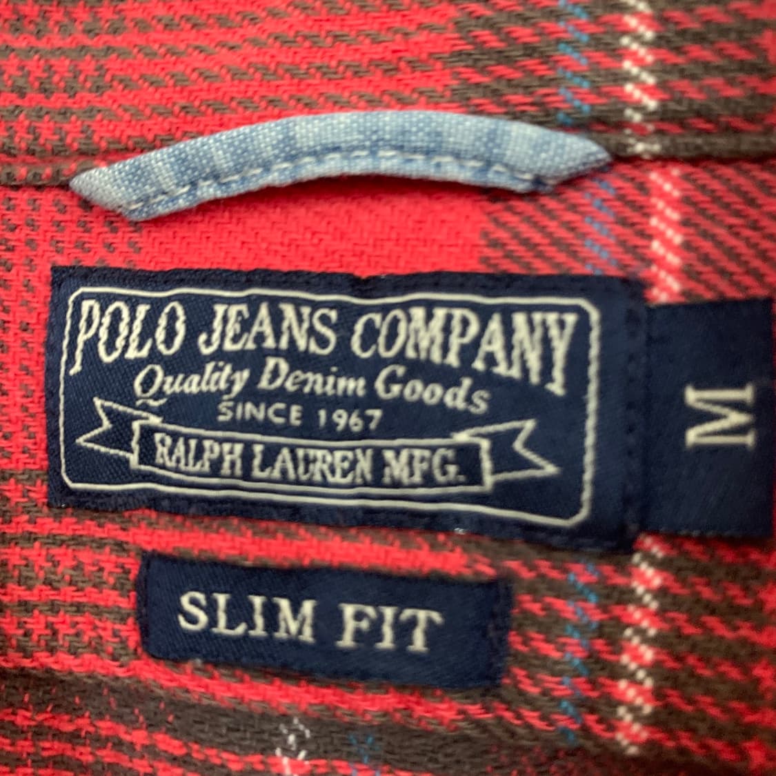 M 폴로 진스 슬림핏 빈티지 플란넬 체크 더블 포켓 셔츠 상품이미지5